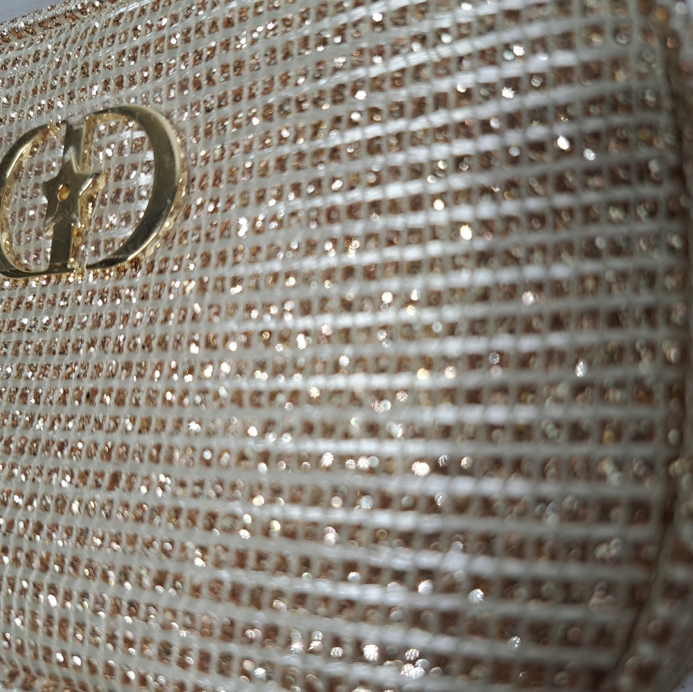 Dior 2025 Holiday Edition Gold Metallic Woven Top Handle Cosmetic Pouch - Picture 5 of 16